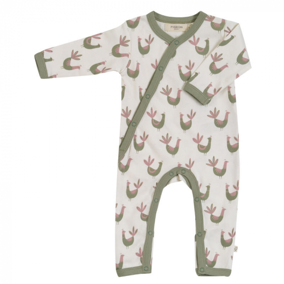Pyjama bébé sans pieds - paons vert