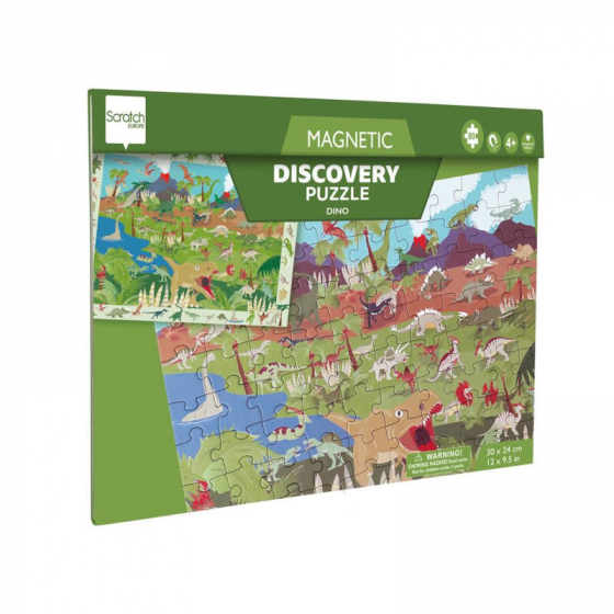 Puzzle Magnétique DISCOVERY - DINOSAURE - 80pcs 2-en-1: puzzle et jeu de recherche - Dès 4 ans