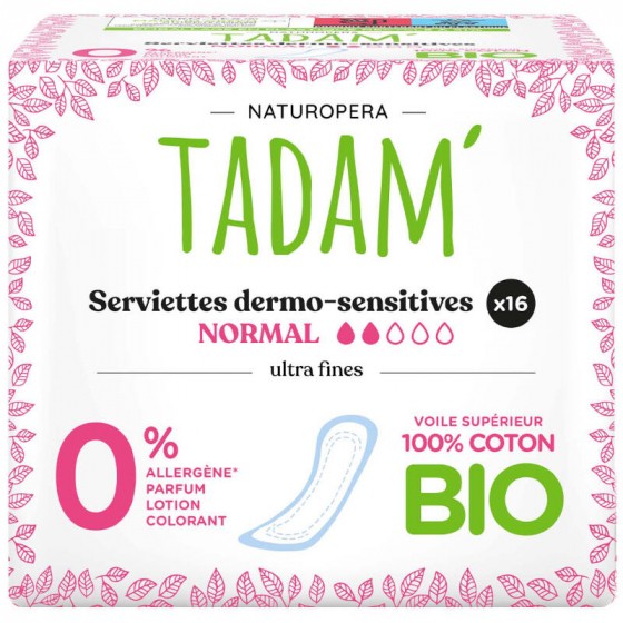 Tadam Serviettes hygiéniques dermo-sensitive - Normal - 16 pcs