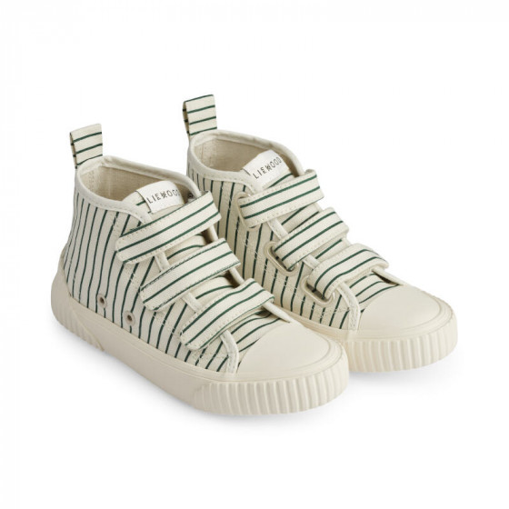 Baskets à scratch en toile Keep - Stripe Garden green & Creme de la creme