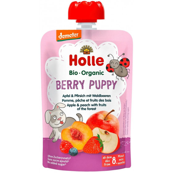 Berry Puppy - Gourde pomme, pêche et fruits des bois - 100g - Holle