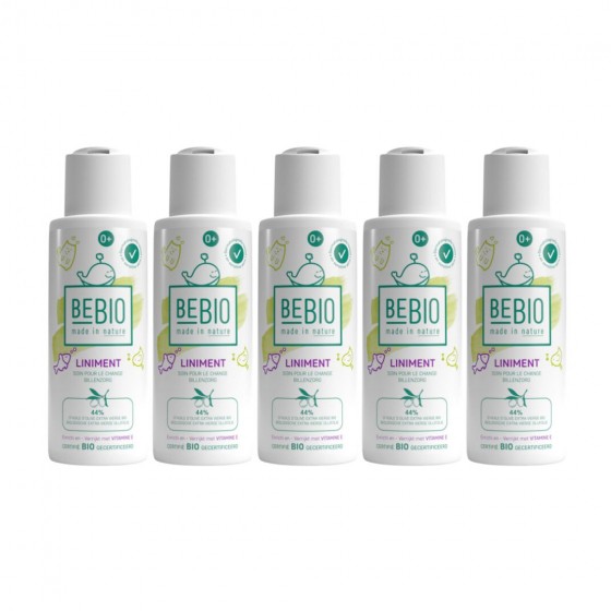 Liniment bébé - nettoyant et soin pour le change - Format voyage 5X100ml Liniment bébé - nettoyant et soin pour le change - Format voyage 5X100ml