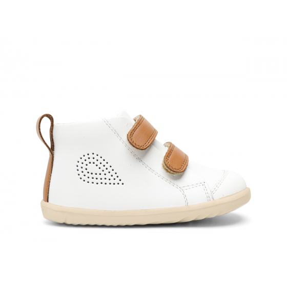 Chaussures Bobux Step Up - Hi Court White + Caramel