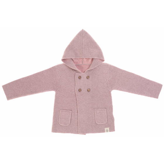 Gilet à capuche en tricot - Garden Explorer - Rose pâle