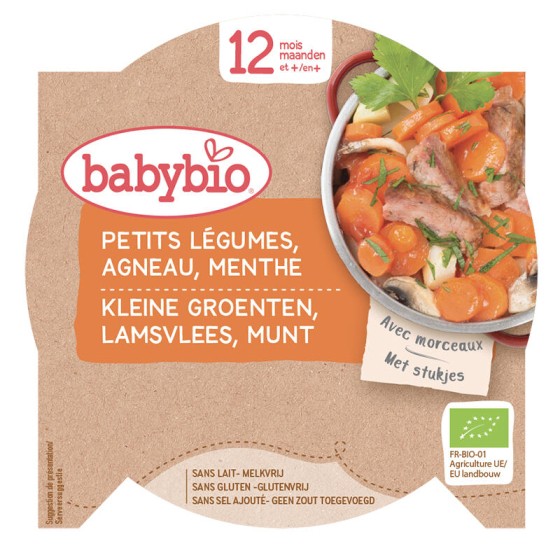 Petits légumes et agneau français, menthe (dès 12 mois) - 230 g Petits légumes et agneau français, menthe (dès 12 mois) - 230 g