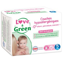 Couches écologiques taille 5 Junior 11-25 kg 40 langes - Love & Green