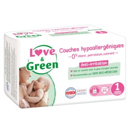 Couches écologiques taille 1 Nouveau né 2-5 kg 44 langes - Love & Green