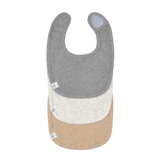 Lot de 3 bavoirs naissance GOTS, gris foncé/gris clair/nature mélange