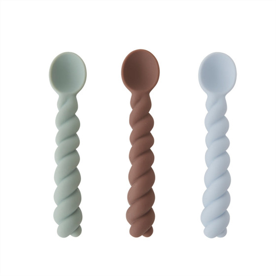 Set de 3 cuillères en silicone - Dusty Blue/Taupe/Pale Mint