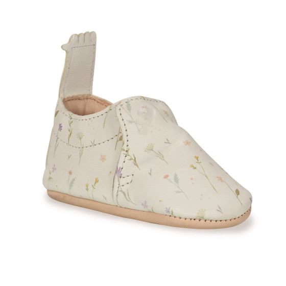 Chaussons en cuir avec semelle My Blublu - Fleurs blanc - Easy Peasy Chaussons en cuir avec semelle My Blublu - Fleurs blanc - Easy Peasy