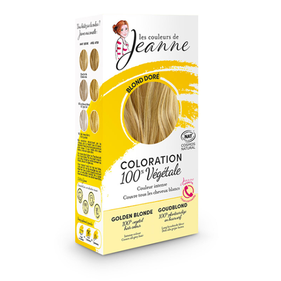 Coloration 100% végétale - blond doré - 2 x 50 g - Les couleurs de Jeanne