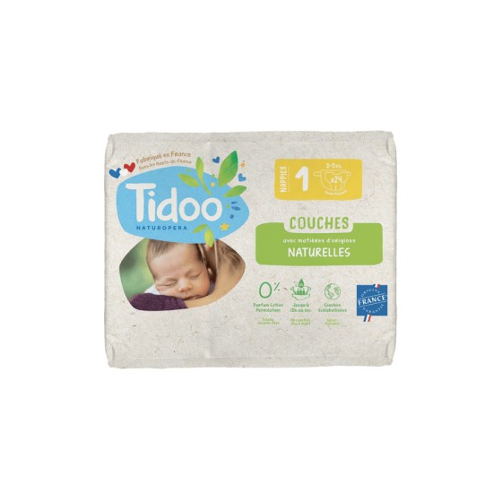 Couches naturelles Taille 1 (2-5kg) 24 pcs - Tidoo Couches naturelles Taille 1 (2-5kg) 24 pcs - Tidoo