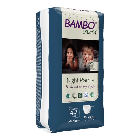 Culottes de nuit Bambo Dreamy 4-7 ans 15-35 kg 10 culottes Mixte - Bambo Nature Culottes de nuit Bambo Dreamy 4-7 ans 15-35 kg 10 culottes Mixte - Bambo Nature