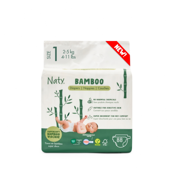 Couches écologiques en bambou taille 1 2-5 kg 22 langes - Naty Couches écologiques en bambou taille 1 2-5 kg 22 langes - Naty