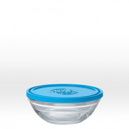 Duralex - Saladier carré en verre avec couvercle bleu - 11 cm - 30 cl -  Sebio