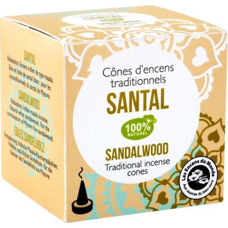 Cônes d'encens traditionnels Santal 100% naturel Cônes d'encens traditionnels Santal 100% naturel