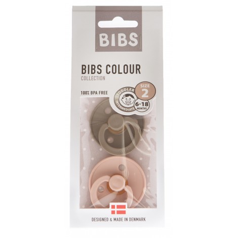 Set de 2 tétines BIBS dark oak & old rose en caoutchouc naturel