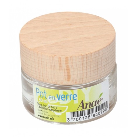 Pot en verre avec couvercle en bois de hêtre Pot en verre avec couvercle en bois de hêtre