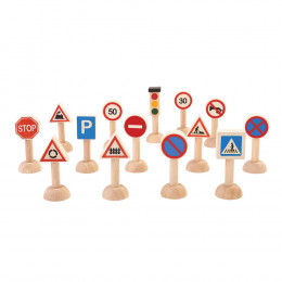 Set de panneaux designalisation routière en bois - à partir de 3 ans