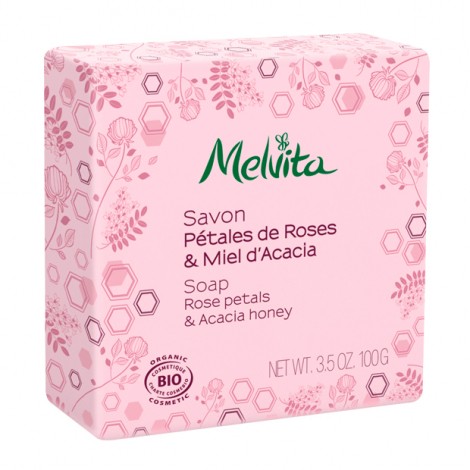 Savon BIO - Pétales de roses et Miel d'acacia - 100 g Savon BIO - Pétales de roses et Miel d'acacia - 100 g