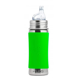 Biberon évolutif inox 325 ml bec de transition Vert