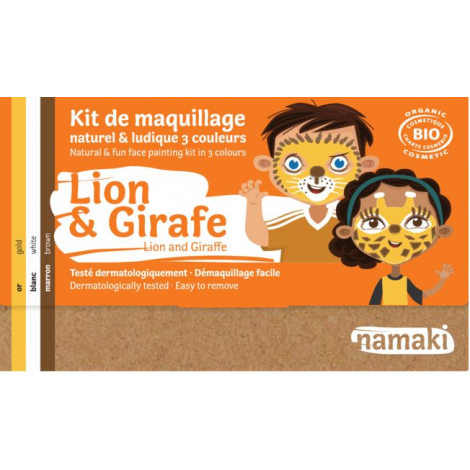 Kit de maquillage Bio 3 couleurs - Lion et girafe - à partir de 3 ans Kit de maquillage Bio 3 couleurs - Lion et girafe - à partir de 3 ans