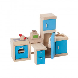 Cuisine bois coloré maison poupée - à partir de 3 ans