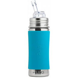 Biberon évolutif en inox - 325 ml - paille - Turquoise