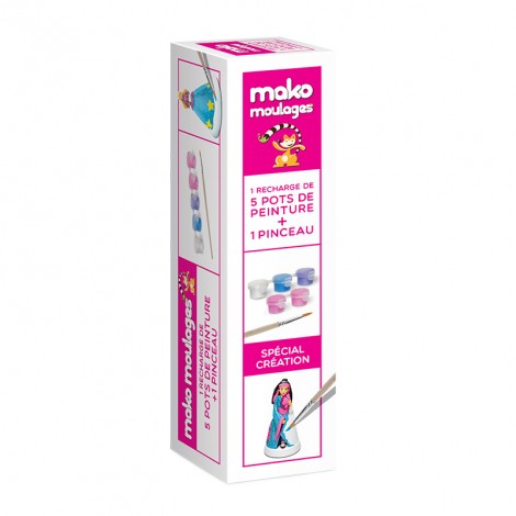 Recharge de 5 pots de peinture + pinceau pour moulages Mako - 800 g Recharge de 5 pots de peinture + pinceau pour moulages Mako - 800 g