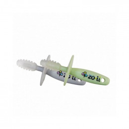 Chubby gummy anneau de dentition en silicone - Vert poudré et gris - Lot de 2