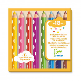 8 crayons de couleur pour les petits - à partir de 18 mois