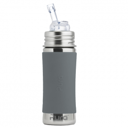 Biberon évolutif en inox - 325 ml - paille - Gris