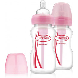 Lot de 2 biberons Options - col large - 270 ml - Rose