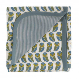 Couverture en coton BIO - Hiboux bleu