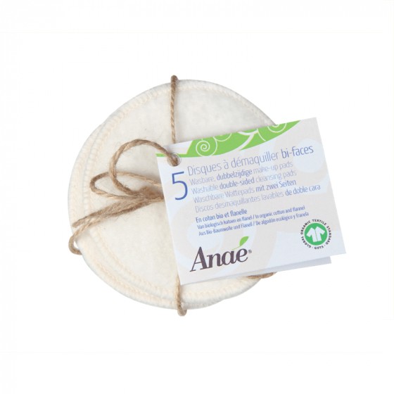 5 disques à démaquiller lavables - Bi faces Coton Bio et flanelle 5 disques à démaquiller lavables - Bi faces Coton Bio et flanelle