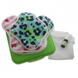 Kit complet - serviettes hygiéniques lavables ultra - Pastèques et léopard