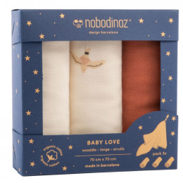 Boîte de 3 langes Baby Love - Toffee - 70 x 70 cm