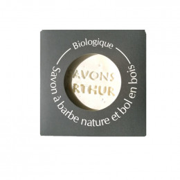 Savon à barbe nature + bol en bois d'acacia - 100 g