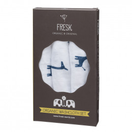 Set de 3 gants de toilette en tétra - Girafe indigo blue