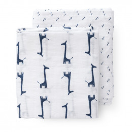 Set de 2 langes d'emmaillotage - Girafe indigo blue (120x120)