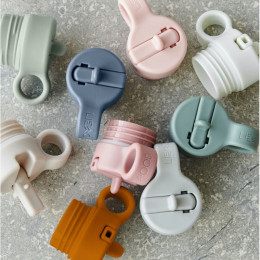 Bouchon avec paille et brosse pour gourde Anker - Rose