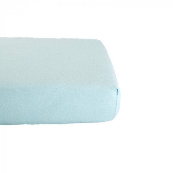Drap Housse en Coton Bio pour lit bébé - 70x140 cm - Bleu ciel Drap Housse en Coton Bio pour lit bébé - 70x140 cm - Bleu ciel