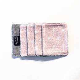 Pochette + 5 lingettes démaquillante en coton - 8 x 10 cm - Casual