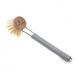 Brosse à vaisselle manche en silicone - Tête remplaçable - Gris