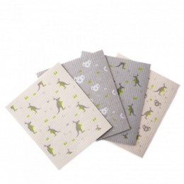 4 lavettes compostables en éponge - Koalas - Kangourous