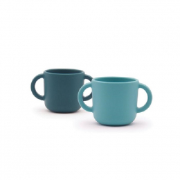 2 tasses d'entrainement en silicone - 150 ml - Bleu abyss et Lagon