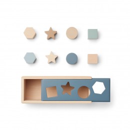 Boîte à formes en bois Midas - Geometric whale blue multi mix