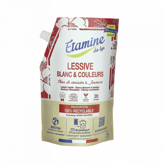 Lessive liquide blanc et couleurs - Fleur de cerisier et Jasmin - 1 l