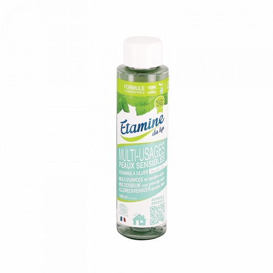 Recharge concentrée à diluer pour savon multi usages peaux sensibles - 100 ml Recharge concentrée à diluer pour savon multi usages peaux sensibles - 100 ml