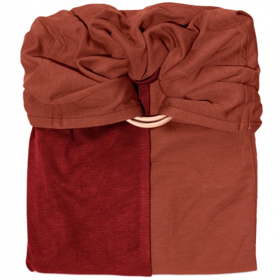 Petite écharpe de portage sans noeud - SANS Pad - Fauve et Rouge Bourgogne Petite écharpe de portage sans noeud - SANS Pad - Fauve et Rouge Bourgogne
